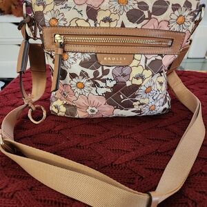 Radley London Floral Crossbody Bag - Brown and Pink